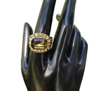 HEIDI DAUS DESIGNER SMOKY QUARTZ COLOR RHINESTONE STATEMENT RING